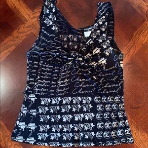 CHANEL black camellia tank